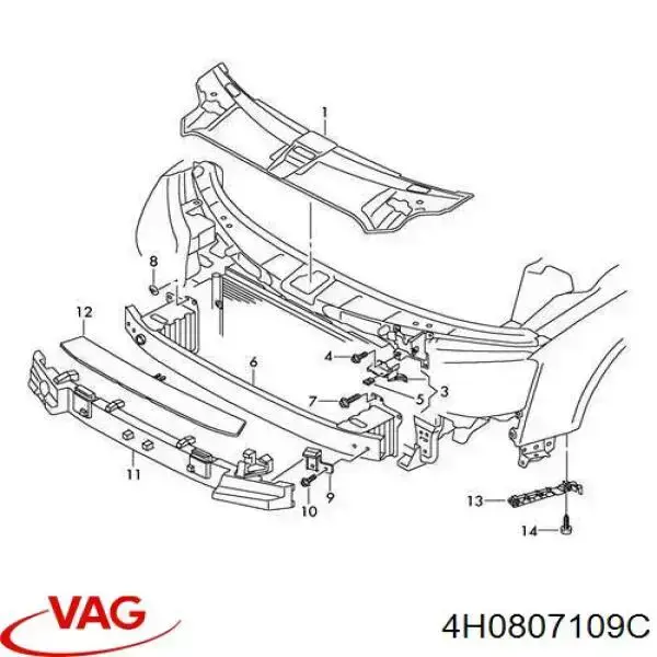 Refuerzo de parachoques delantero VAG 4H0807109C precio, desde 116,72 EUR