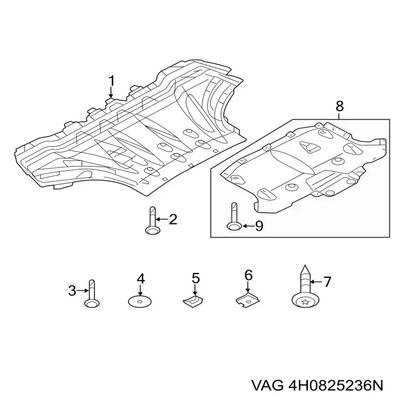 Comprar 4H0825236N VAG Protección trasera del motor