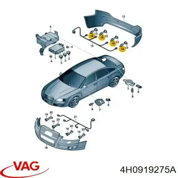 Sensor de estacionamiento delantero/trasero central VAG 4H0919275A