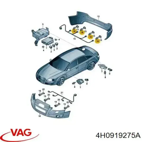 4H0919275A VAG Sensor de estacionamiento delantero/trasero central