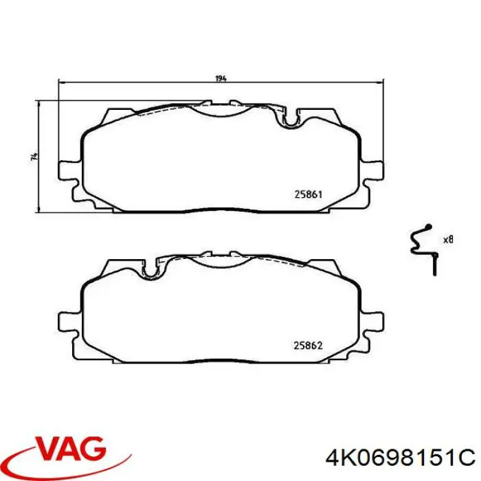 4K0698151C VAG pastillas de freno delanteras