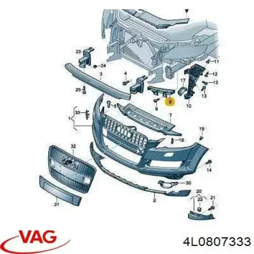 Soporte de parachoques delantero izquierdo VAG 4L0807333 precio, desde 30,09 EUR