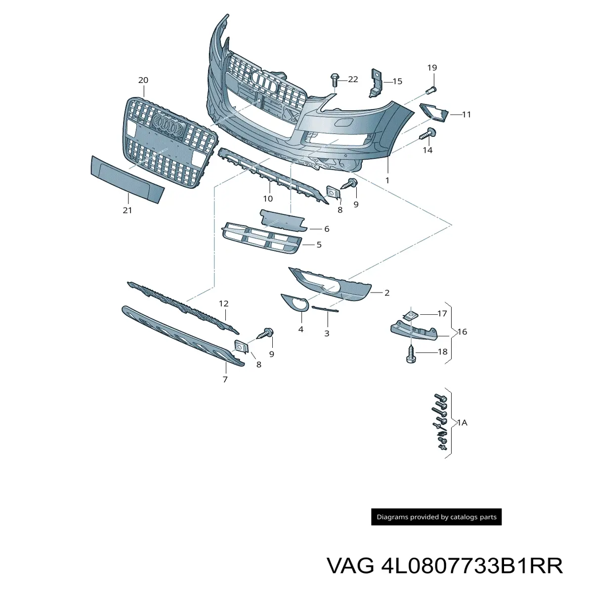 Protector, parachoques delantero Audi Q7 (4LB)