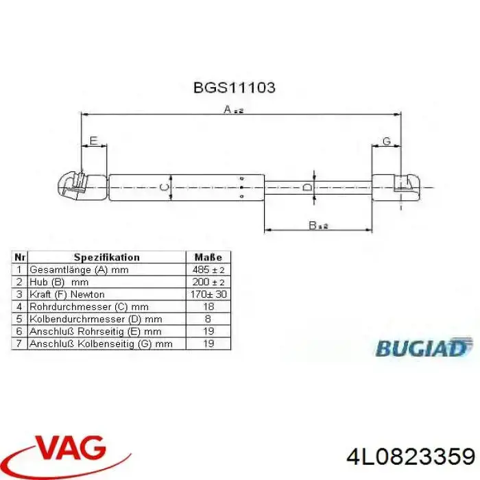Comprar 4L0823359 VAG Amortiguador de capó