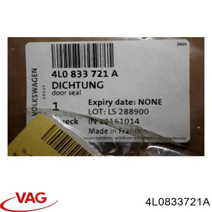 Junta de puerta trasera (en carrocería) VAG 4L0833721A precio, desde 60,56 EUR