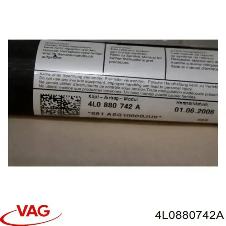 Comprar 4L0880742A VAG Airbag de cortina lateral derecha