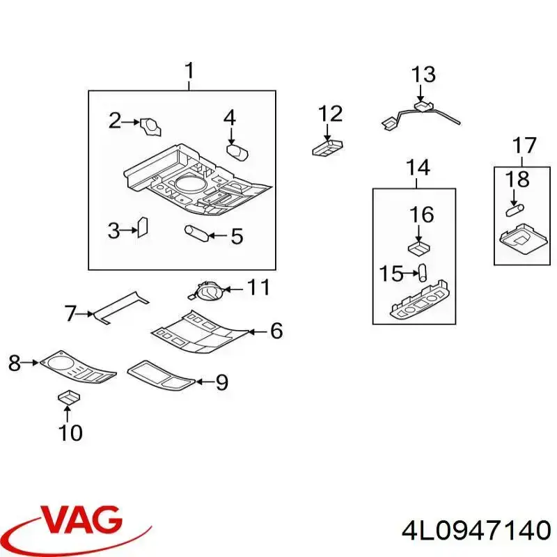 4L0947140 VAG luz interior (cabina)