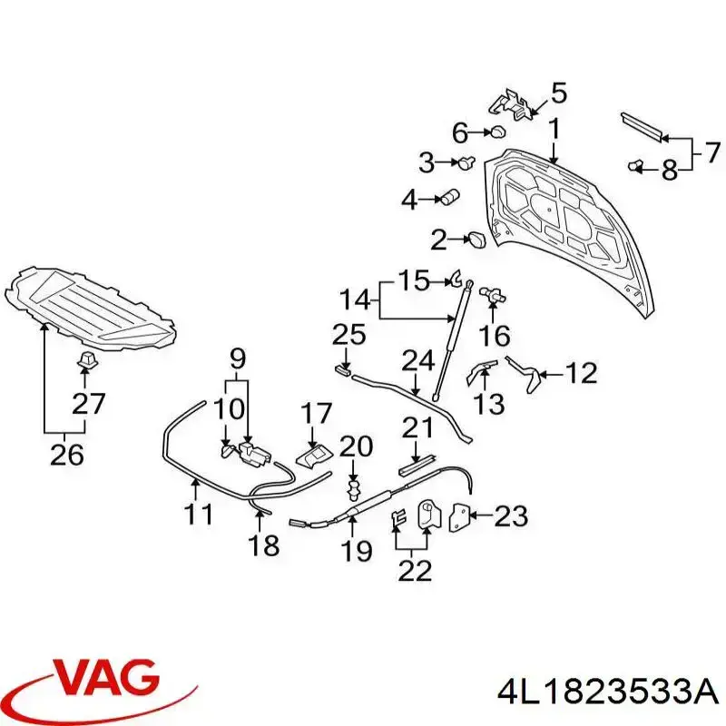 4L1823533A VAG Palanca de apertura del capó