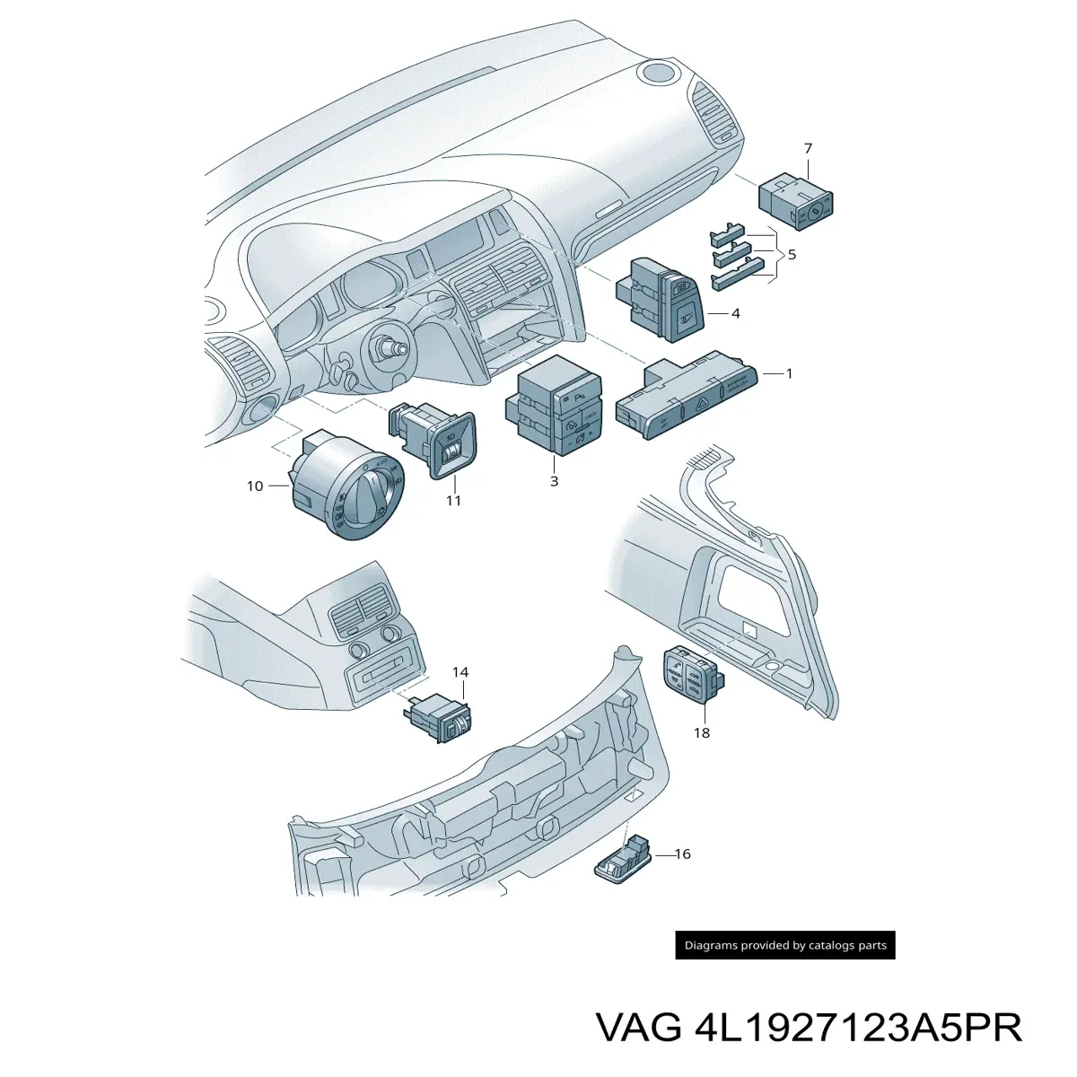 Botón de encendido Parktronic para Audi Q7 (4L)