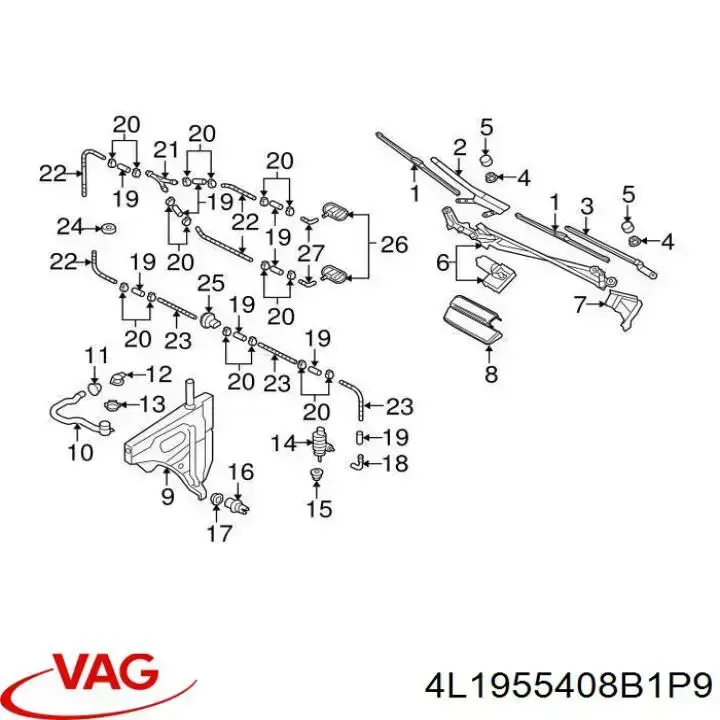 Comprar 4L1955408B1P9 VAG Brazo del limpiaparabrisas, luna delantera