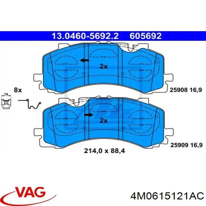 Sensor de desgaste de las pastillas de freno delanteras VAG 4M0615121AC