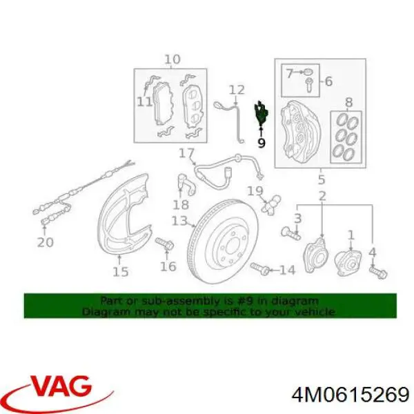 4M0615269 VAG conjunto de muelles almohadilla discos delanteros