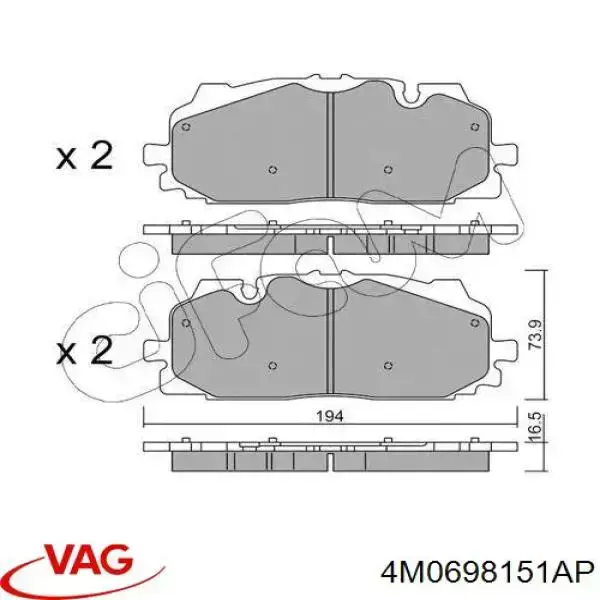 4M0698151AP VAG pastillas de freno delanteras