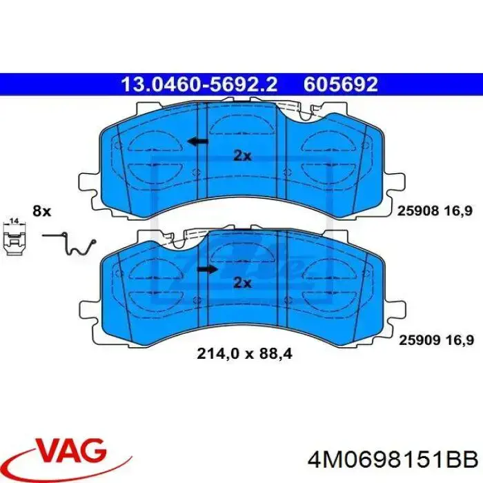 Pastillas freno delanteras VAG 4M0698151BB precio, desde 108,69 EUR