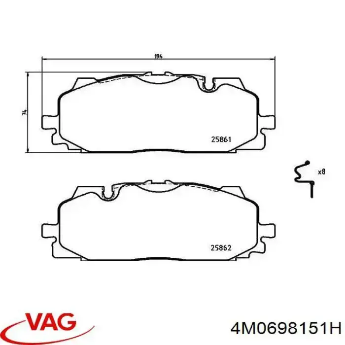 Comprar 4M0698151H VAG Pastillas delanteras de freno