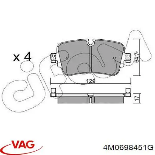 Pastillas de freno traseras 4M0698451G VAG