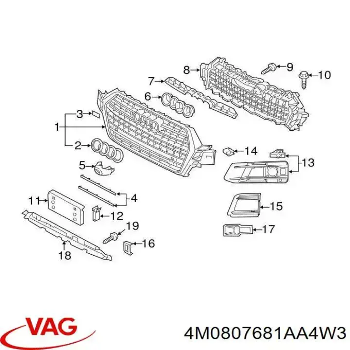 Rejilla izquierda del parachoques delantero VAG 4M0807681AA4W3 precio, desde 150,28 EUR
