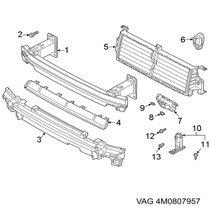Cubierta superior del panel frontal (soporte del radiador) VAG 4M0807957 precio, desde 20,66 EUR