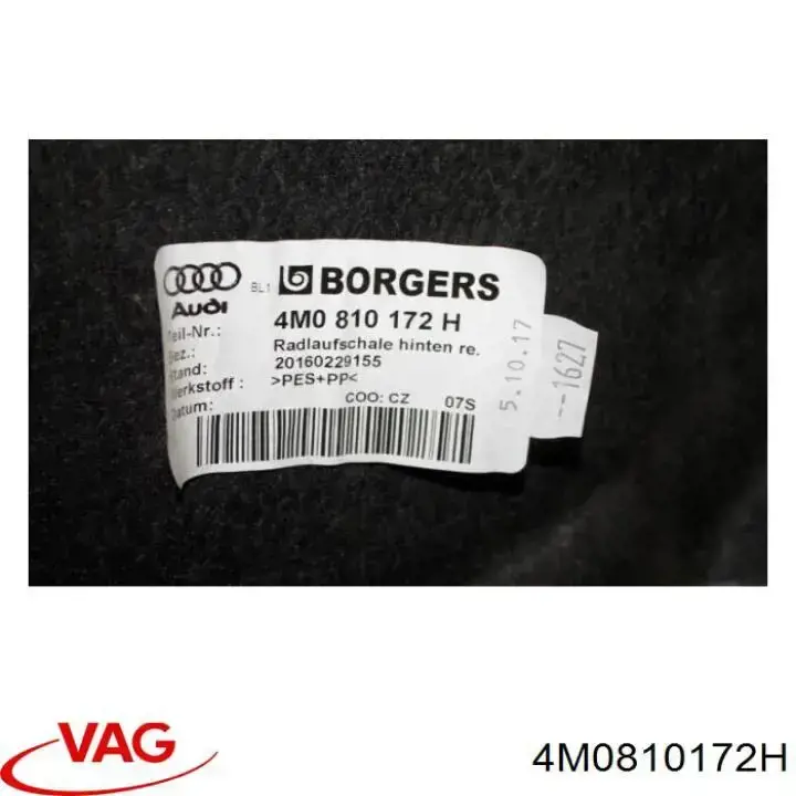 4M0810172M VAG Guardabarros interior, aleta trasera, derecho