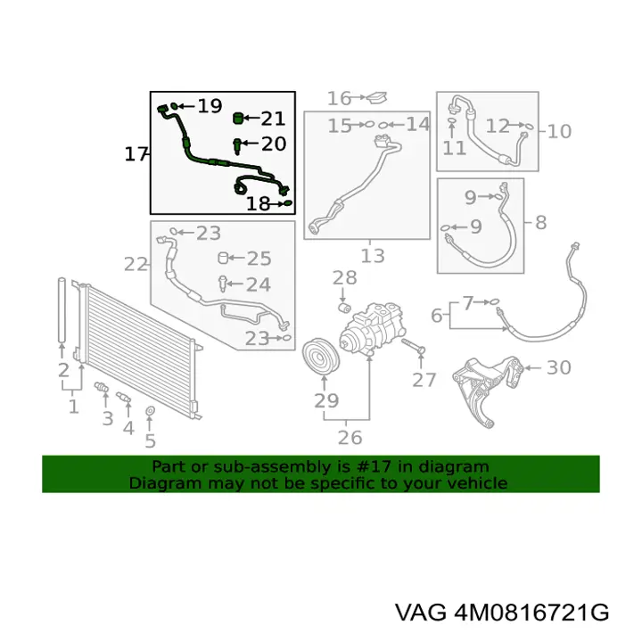 Manguera de aire acondicionado de compresor al condensador VAG 4M0816721G precio, desde 266,78 EUR