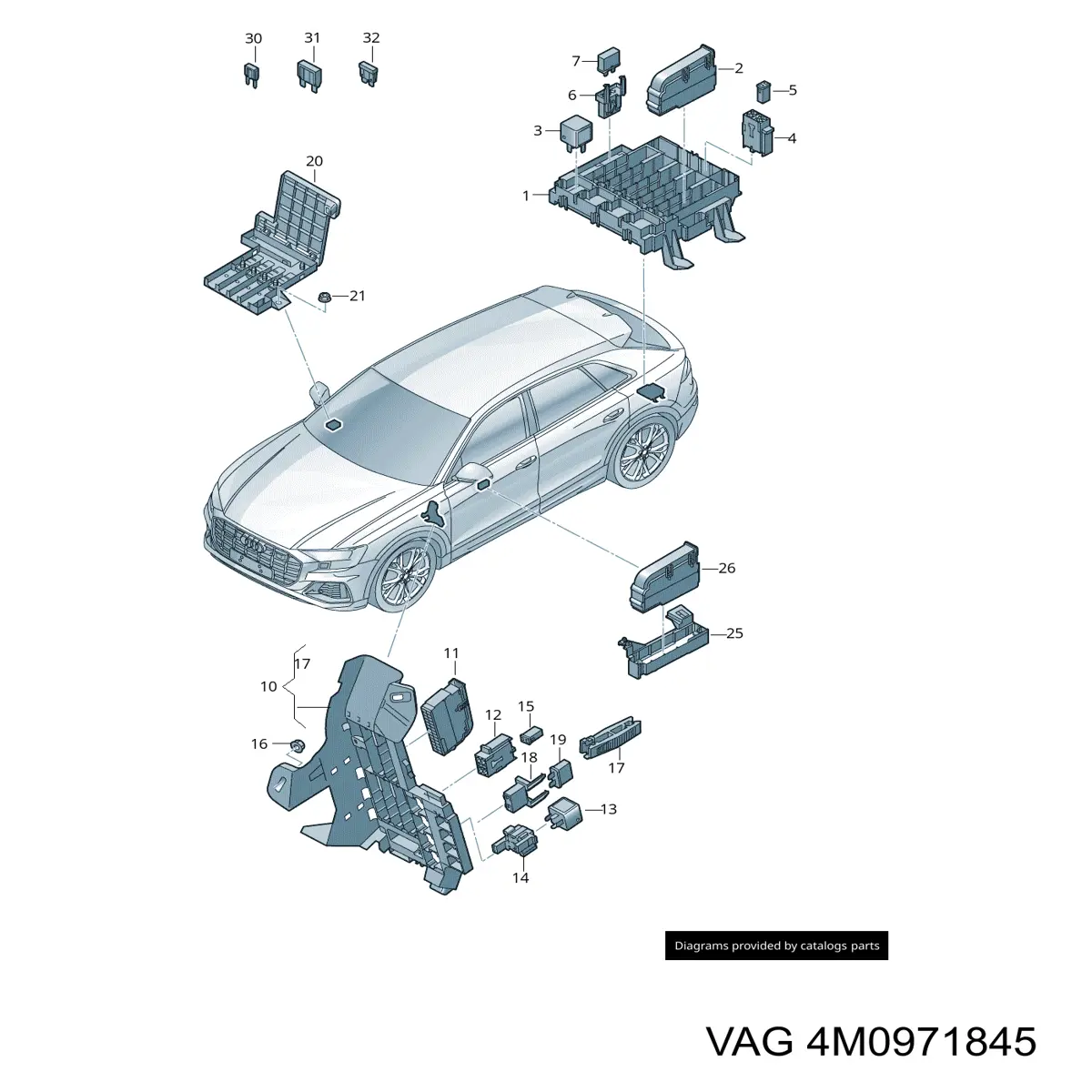 Carcasa de la caja de fusibles VAG 4M0971845 precio, desde 22,64 EUR