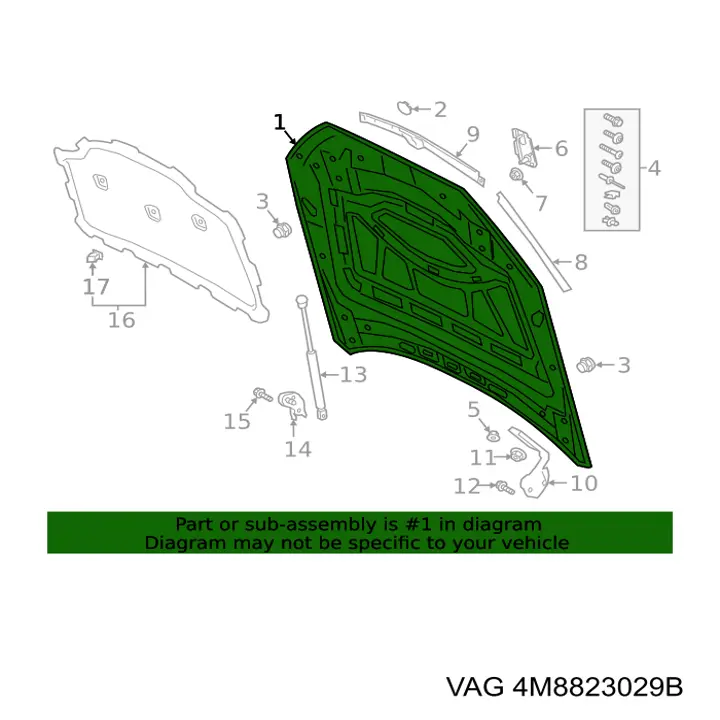Capó del motor VAG 4M8823029B precio, desde 1607,74 EUR