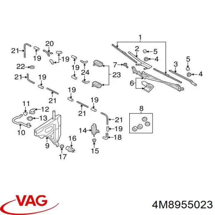 Trapezio del limpiaparabrisas VAG 4M8955023 precio, desde 107,45 EUR