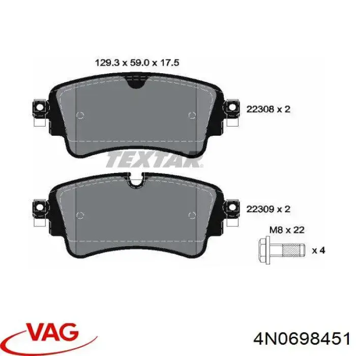 Pastillas traseras de freno VAG 4N0698451 precio, desde 30,97 EUR