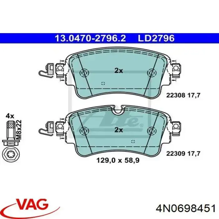 Comprar 4N0698451 VAG Pastillas de freno traseras