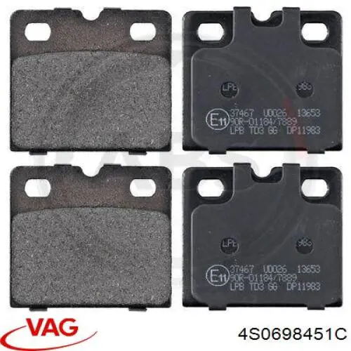 4S0698451C VAG pastillas de freno traseras