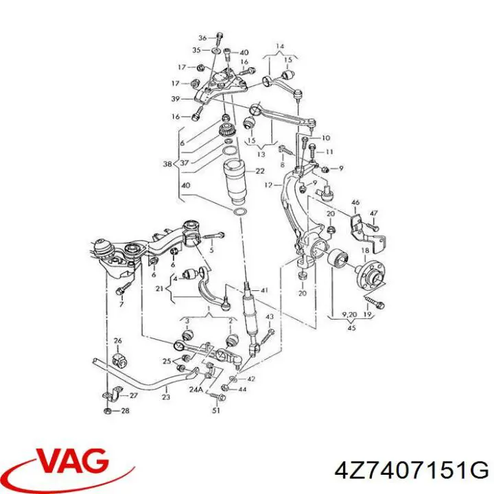 Comprar 4Z7407151G VAG Brazo inferior izquierdo/derecho de suspensión delantera