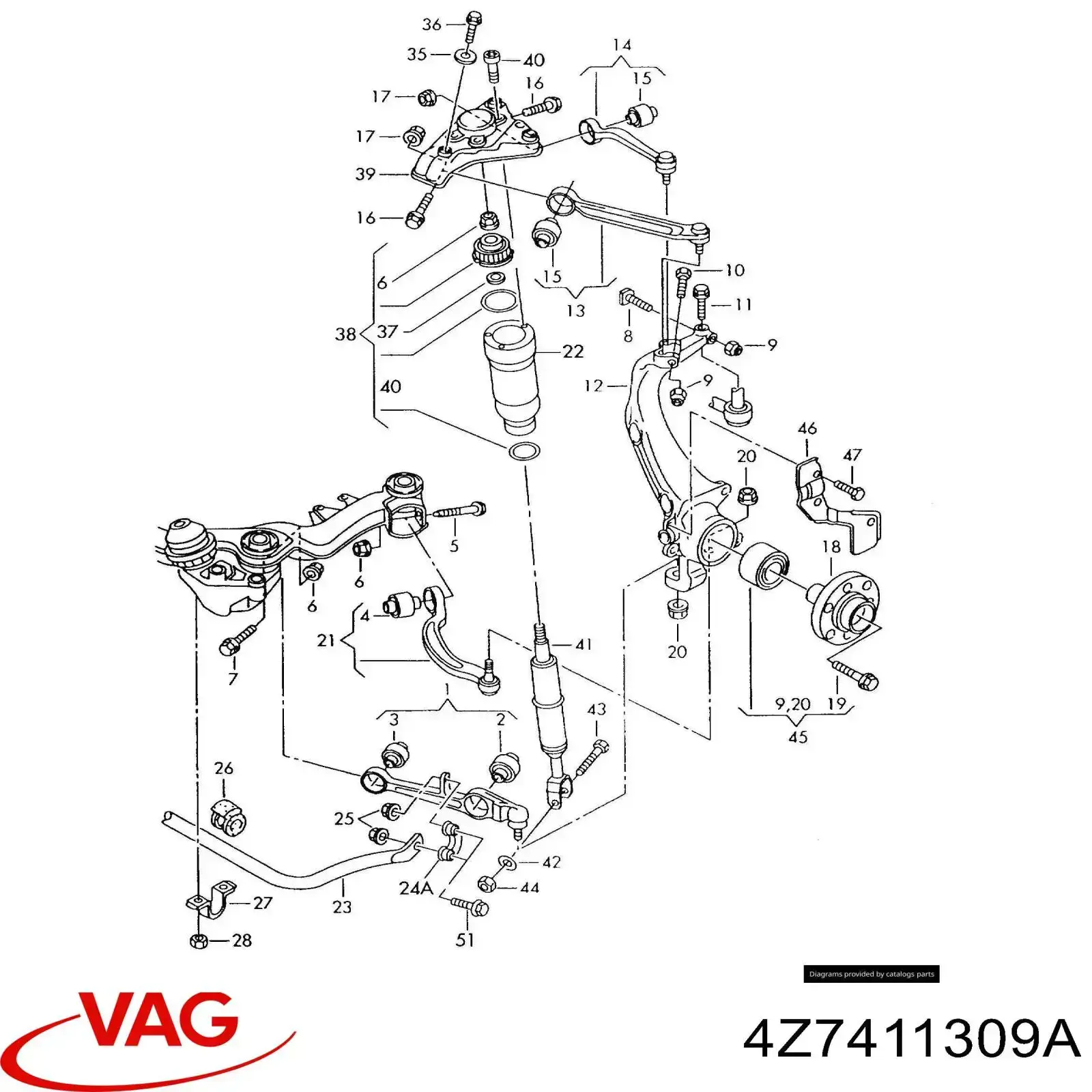 4Z7411309A VAG Estabilizador delantero