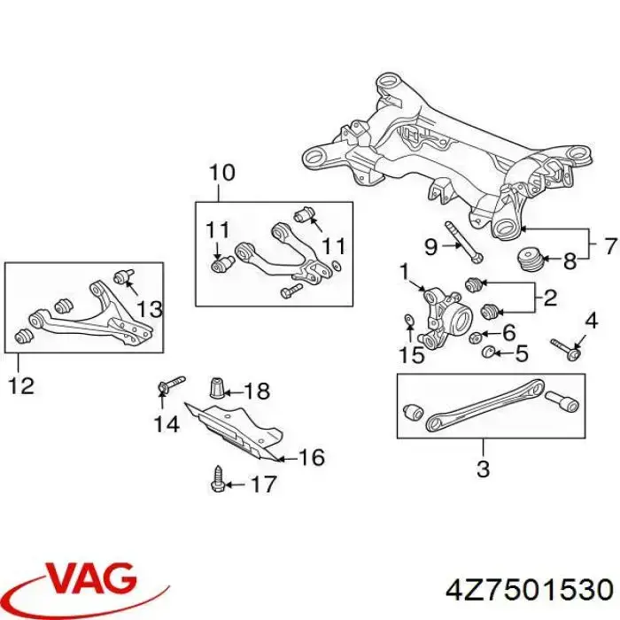 4Z7501530 VAG brazo de suspension trasera