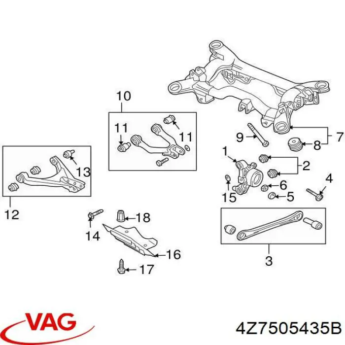4Z7505435B VAG Mangueta trasera izquierda