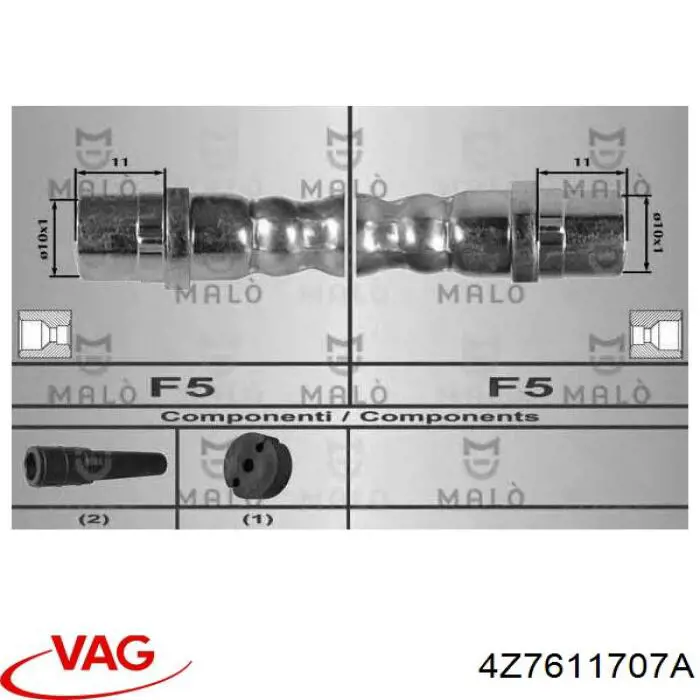 Comprar 4Z7611707A VAG Latiguillos de freno delantero