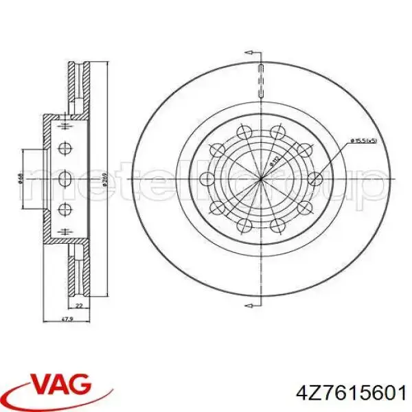 Comprar 4Z7615601 VAG Disco de freno trasero