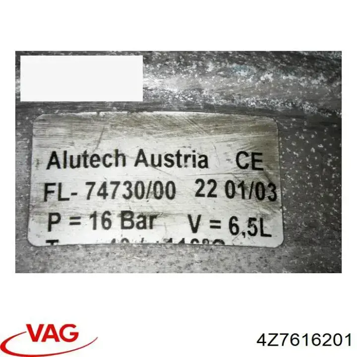 Acumulador hidráulico del sistema de suspensión 4Z7616201 VAG