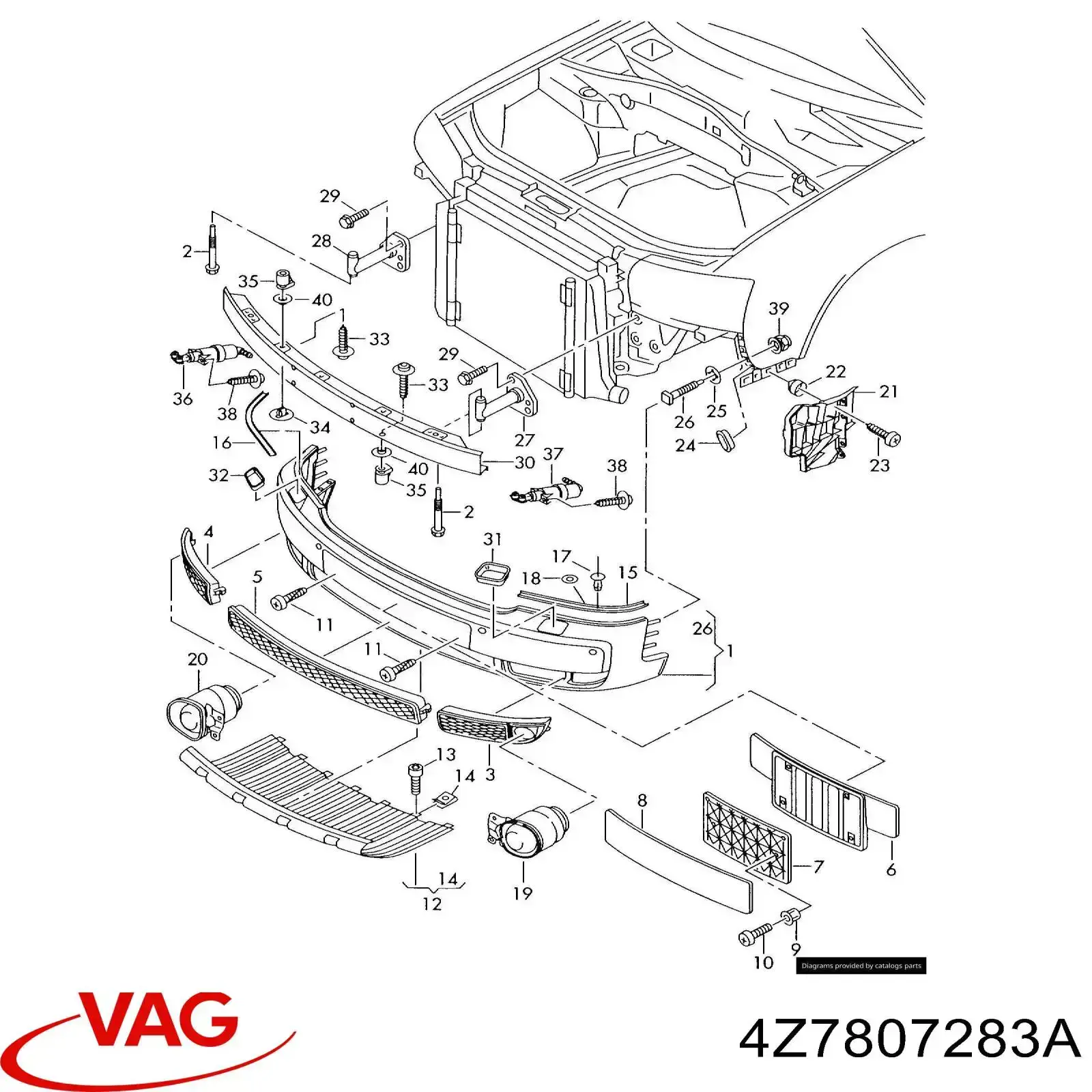 Guía del parachoques delantero izquierda VAG 4Z7807283A precio, desde 27,30 EUR