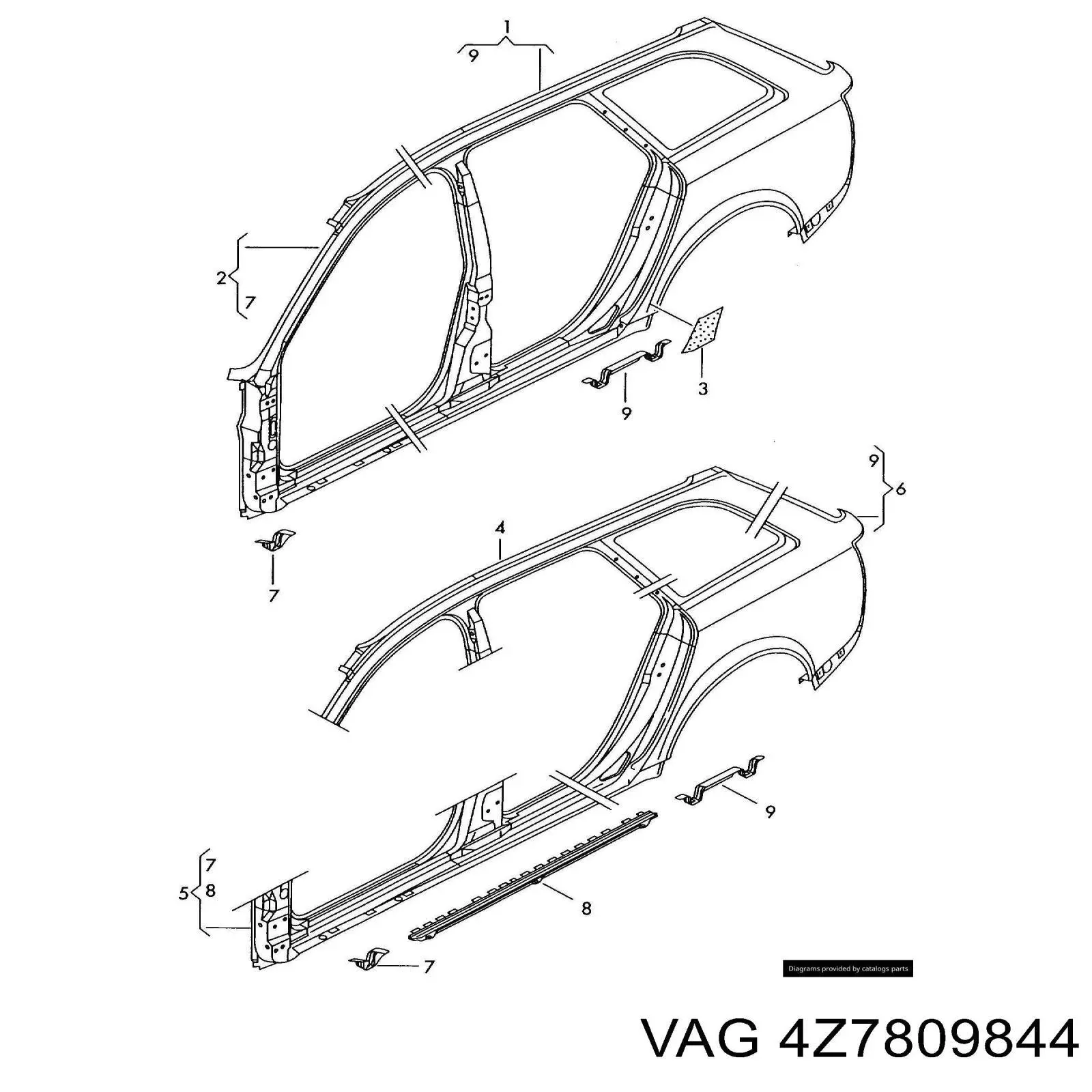 Aleta trasera derecha VAG 4Z7809844 precio, desde 1560,59 EUR