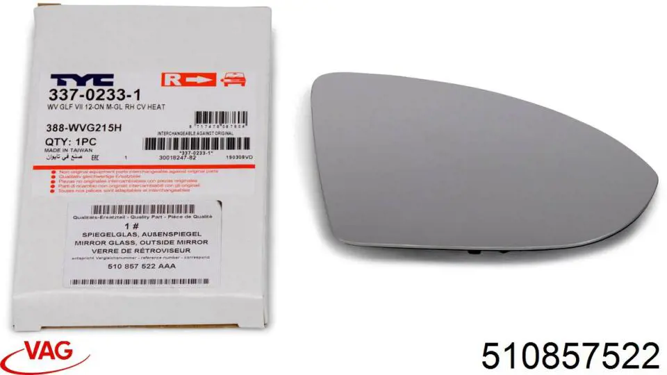 Comprar 510857522 VAG Cristal de espejo retrovisor derecho