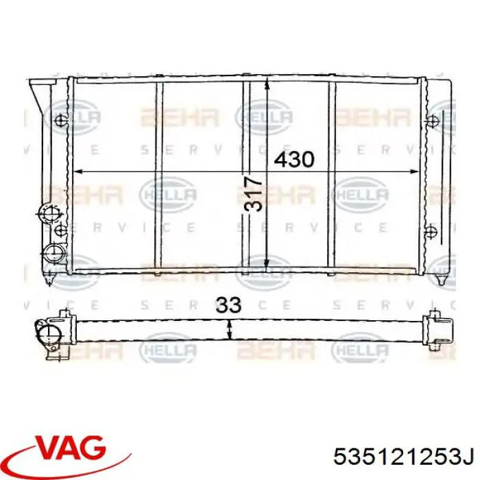 535121253J VAG radiador refrigeración del motor