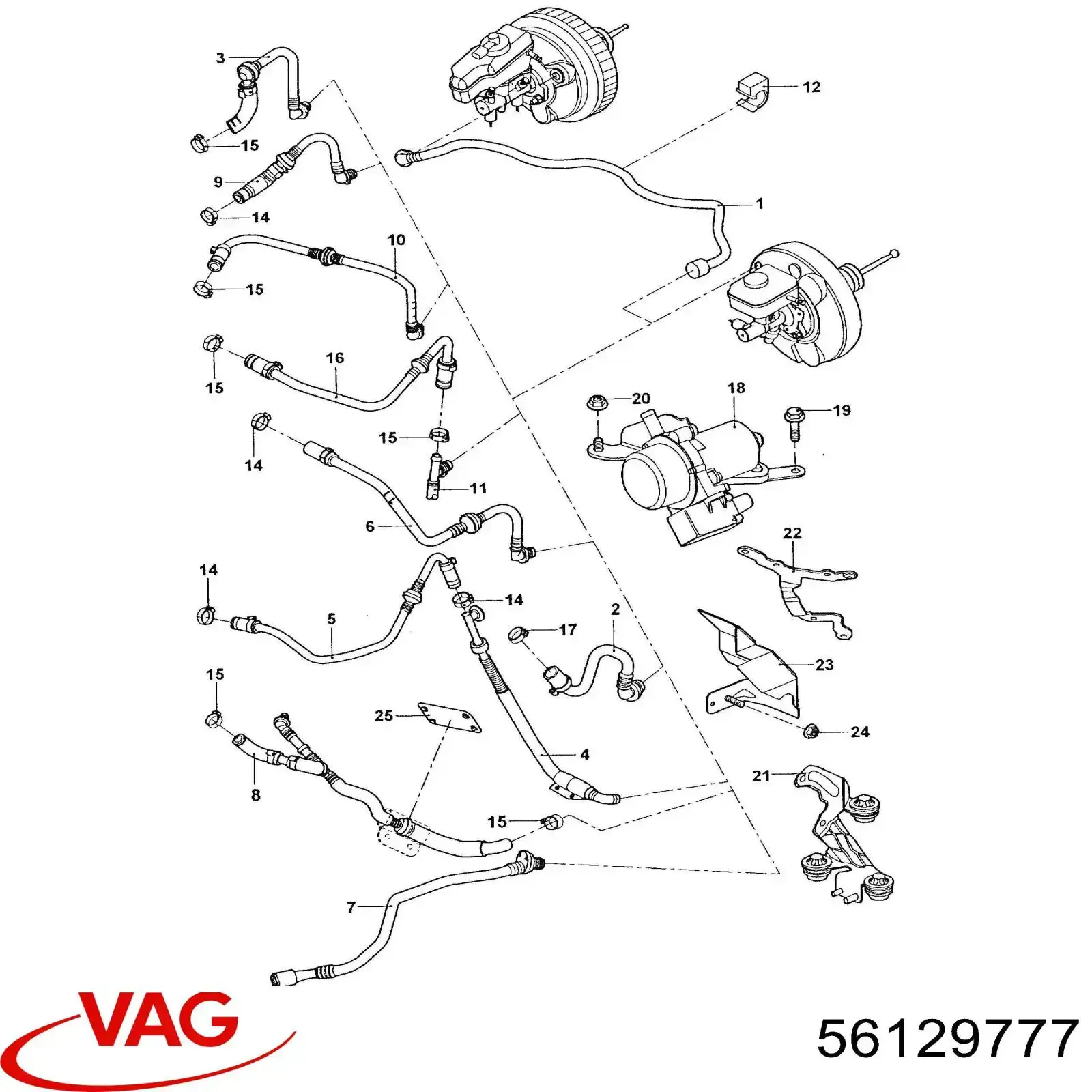 Tubo de vacío del servofreno VAG 056129777