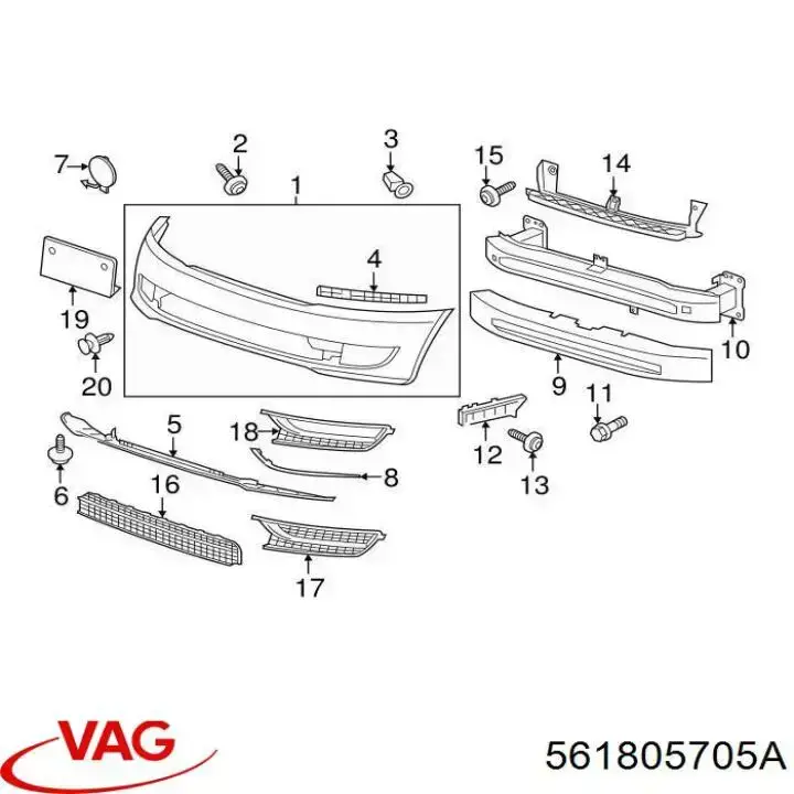 Comprar 561805705A VAG Guía del parachoques delantero