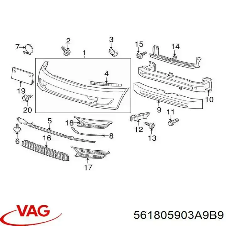 5618059039B9 VAG alerón parachoques delantero