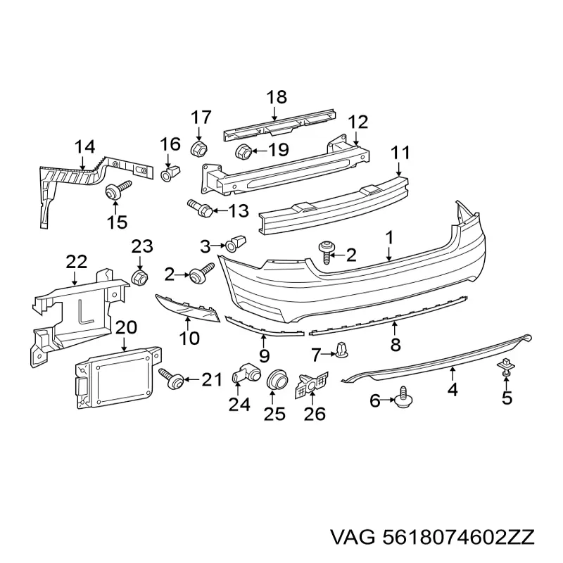 Moldura de parachoques trasero derecho VOLKSWAGEN Passat (A32, A33, B7)