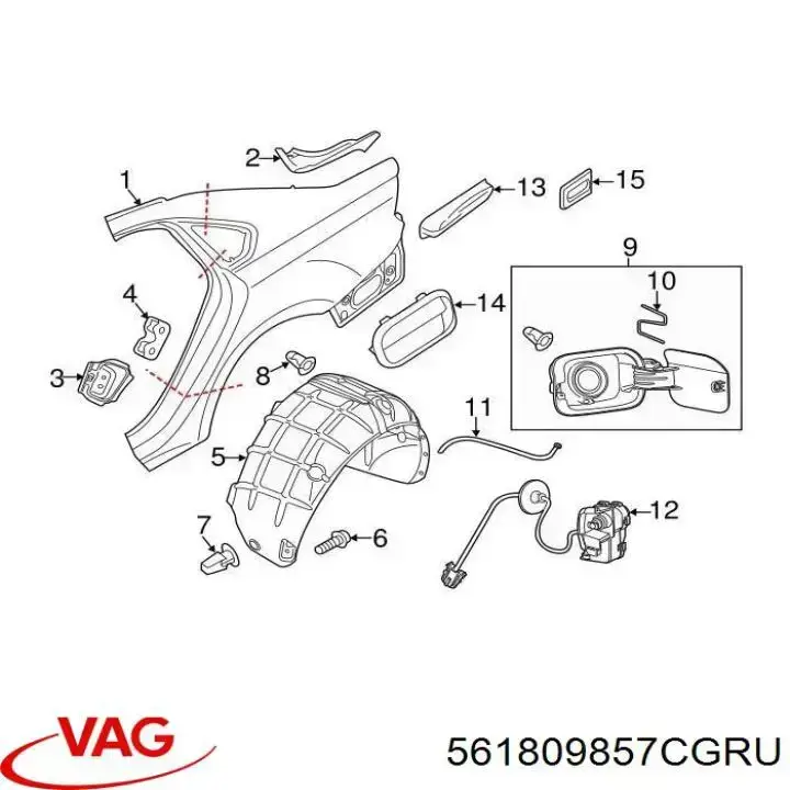 Comprar 561809857CGRU VAG Tapa de depósito de combustible