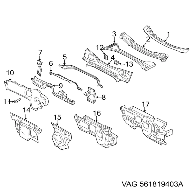 Canaleta del parabrisas VAG 561819403A precio, desde 80,32 EUR