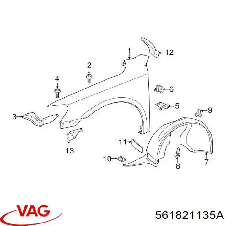 561821135A VAG soporte para guardabarros delantero, izquierda delantero