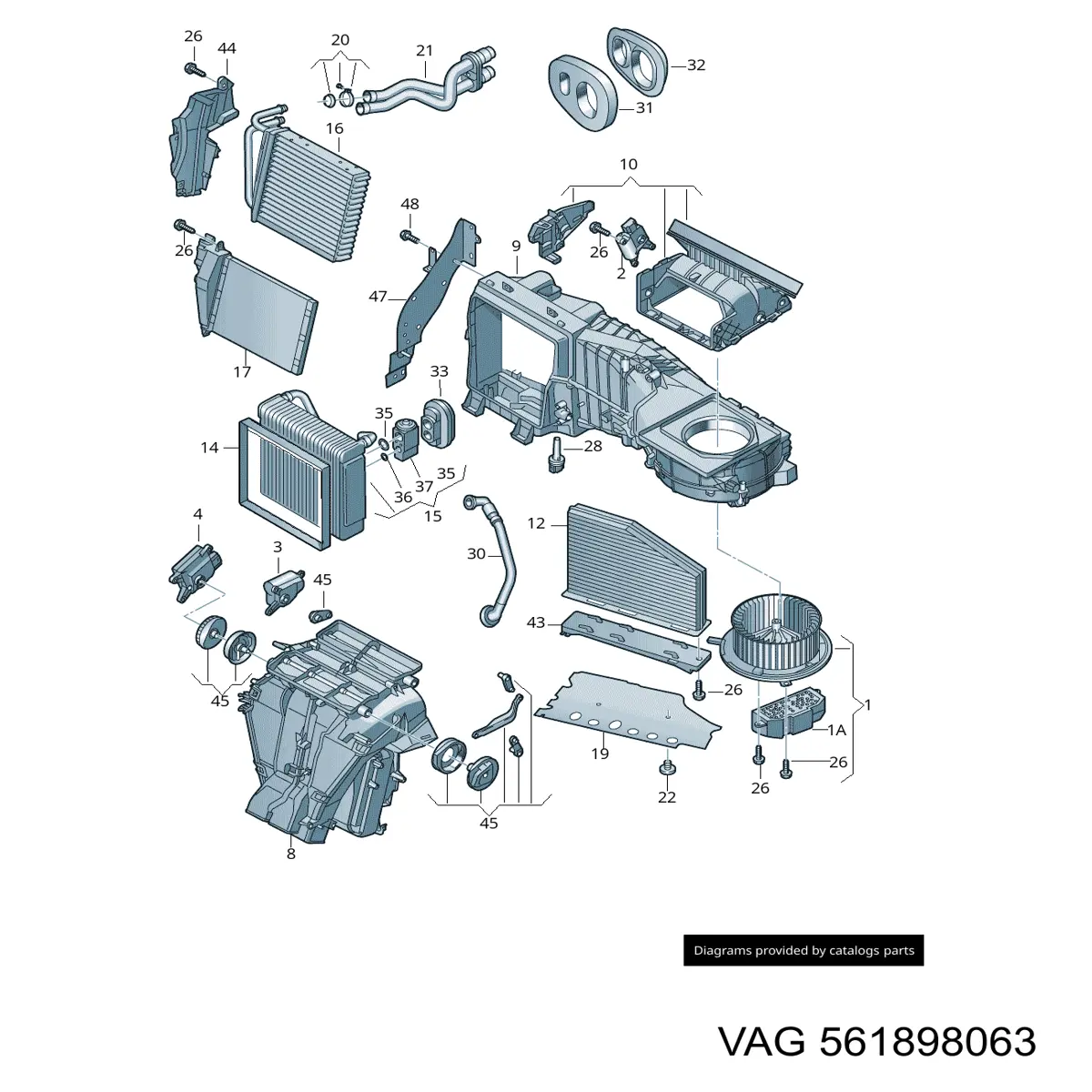 561898063 VAG conjunto carcasa de ventilador de la estufa (calentador interno)