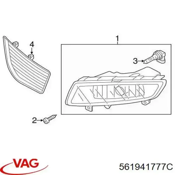 561941777C VAG Reflector del parachoques delantero izquierdo